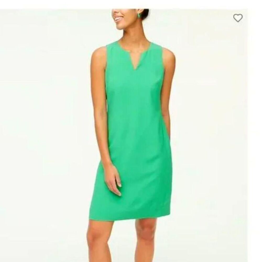 J.Crew Kelly Green Sleeveless Split-Neck Shift Dress – Size 12